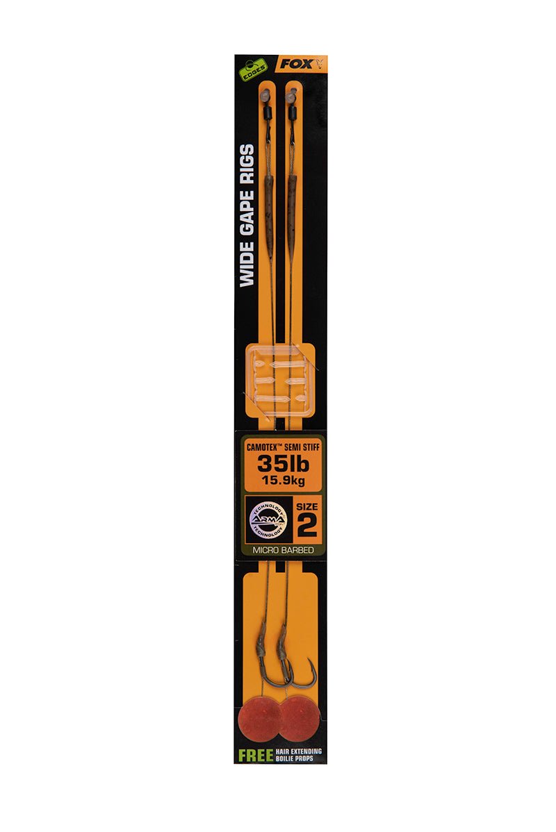 Fox Carp - Edges Wide Gape Rigs Camotex Semi Stiff - Hengelsport De Goeie Vangst