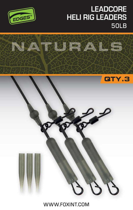 Fox Carp - Edges Naturals Leadcore Heli Rig Leaders | 50Lb - Hengelsport De Goeie Vangst