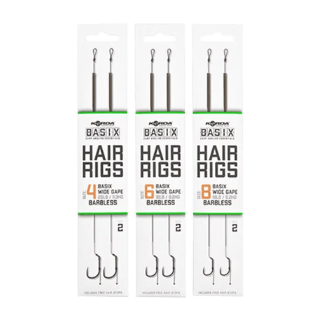 Korda - Basix Hair Rigs Wide Gape Barbless - Hengelsport De Goeie Vangst
