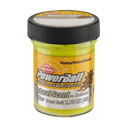 Berkley - Powerbait Natural Glitter Anise Sunshine Yellow 50g - Hengelsport De Goeie Vangst