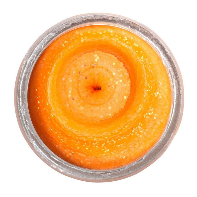 Berkley - Powerbait Natural Glitter Foreldeeg | Garlic Fluo Orange Glitter - Hengelsport De Goeie Vangst