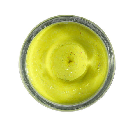 Berkley - Powerbait Natural Glitter Foreldeeg | Garlic Sunshine Yellow Glitter - Hengelsport De Goeie Vangst