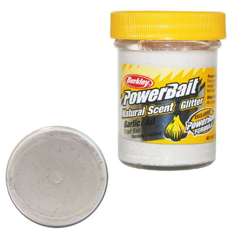 Berkley - Powerbait Natural Glitter Trout Bait | Garlic White - Hengelsport De Goeie Vangst